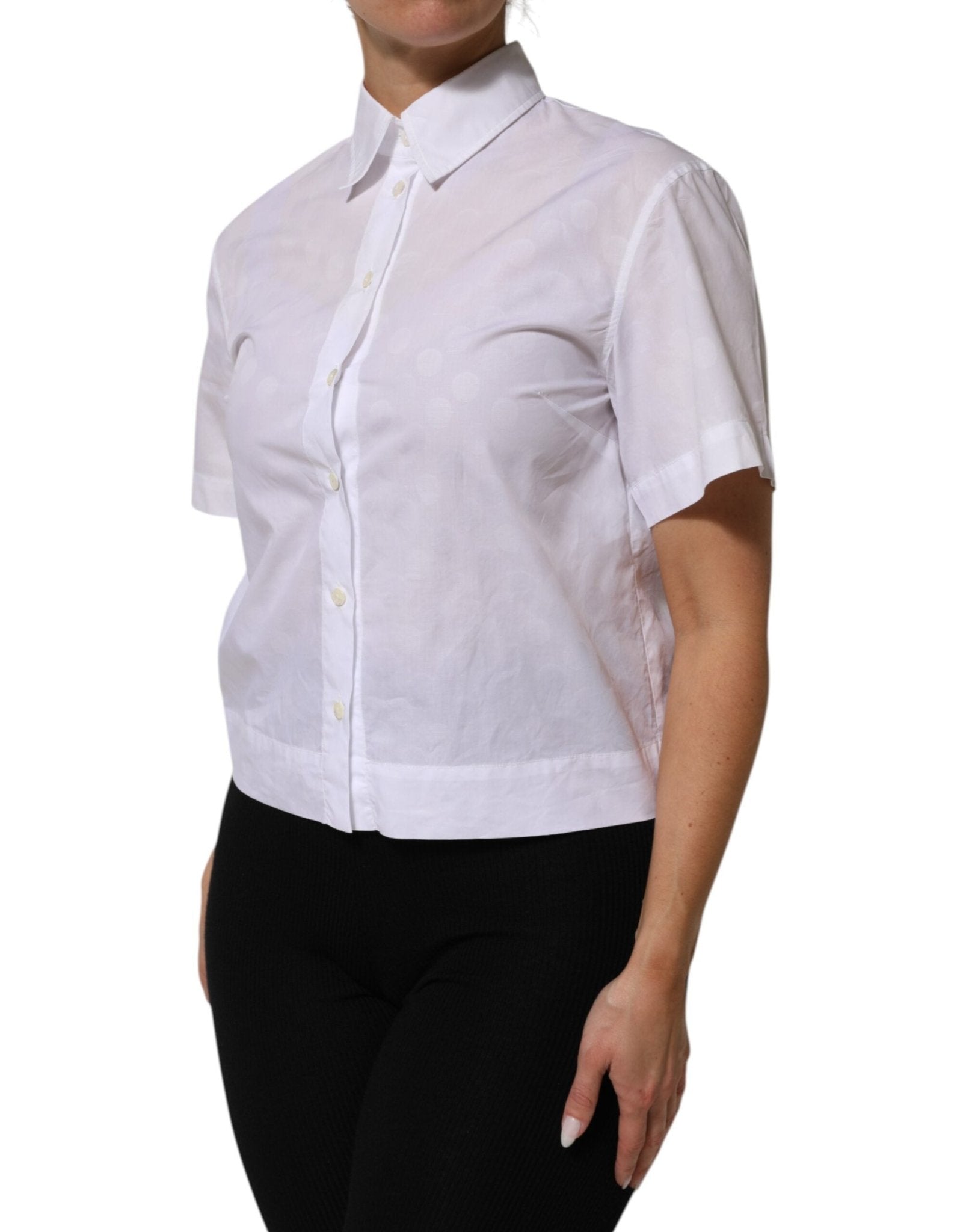 Dolce & Gabbana White Collared Short Sleeve Polo Shirt Top – IT38 | XS par Dolce & Gabbana | Disponible sur Sandy Store ByNet