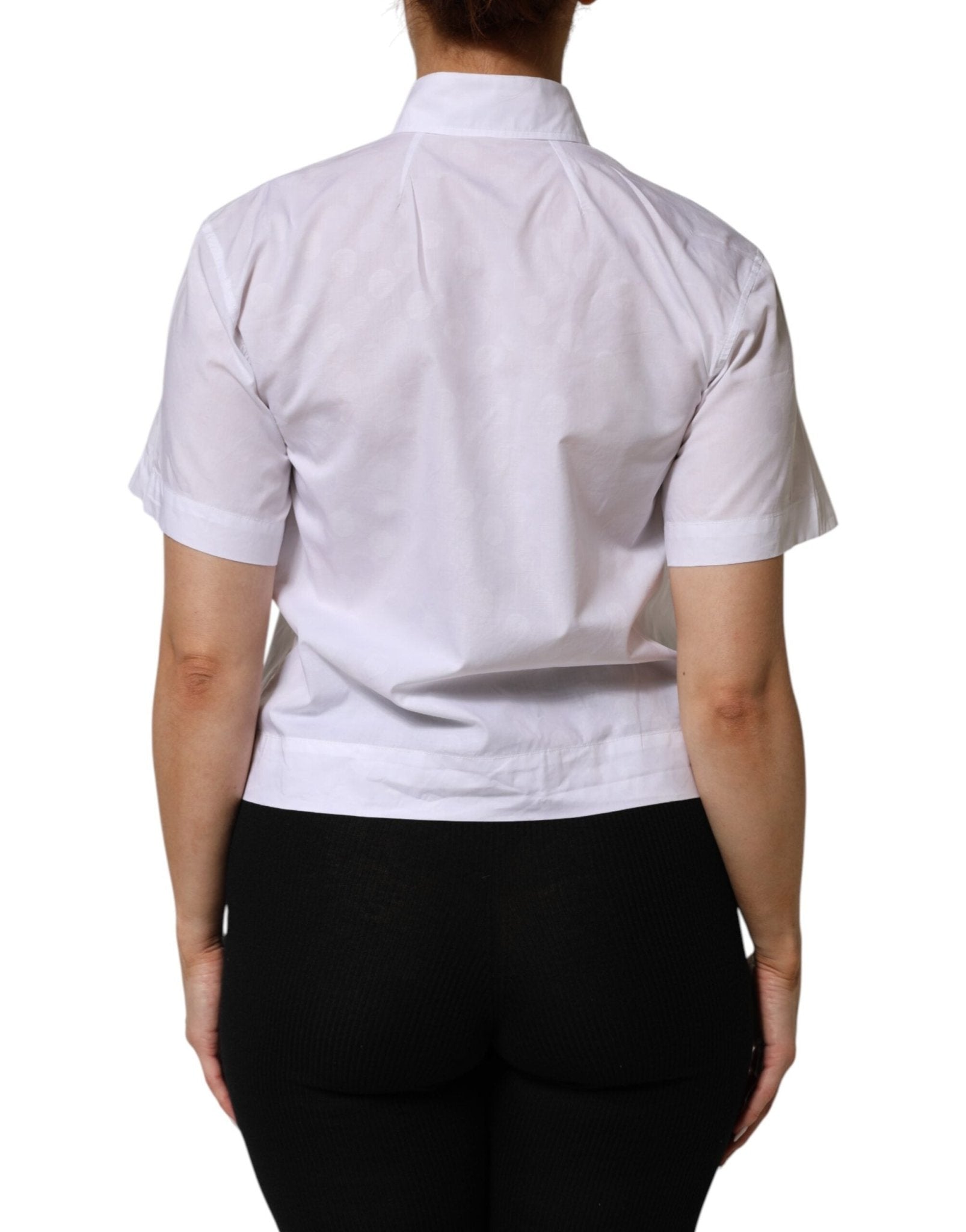 Dolce & Gabbana White Collared Short Sleeve Polo Shirt Top – IT38 | XS par Dolce & Gabbana | Disponible sur Sandy Store ByNet