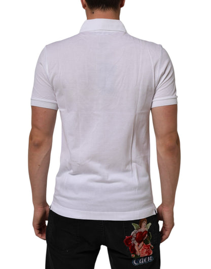 Dolce & Gabbana White Collared Short Sleeves Polo Men T-shirt – IT46 | S par Dolce & Gabbana | Disponible sur Sandy Store ByNet