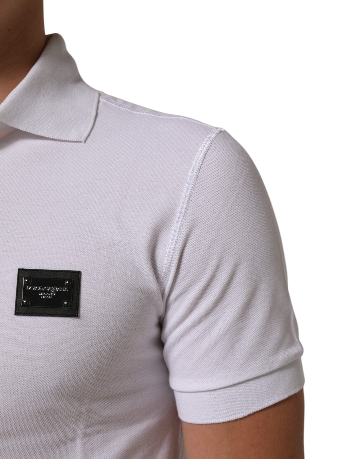 Dolce & Gabbana White Collared Short Sleeves Polo Men T-shirt – IT46 | S par Dolce & Gabbana | Disponible sur Sandy Store ByNet