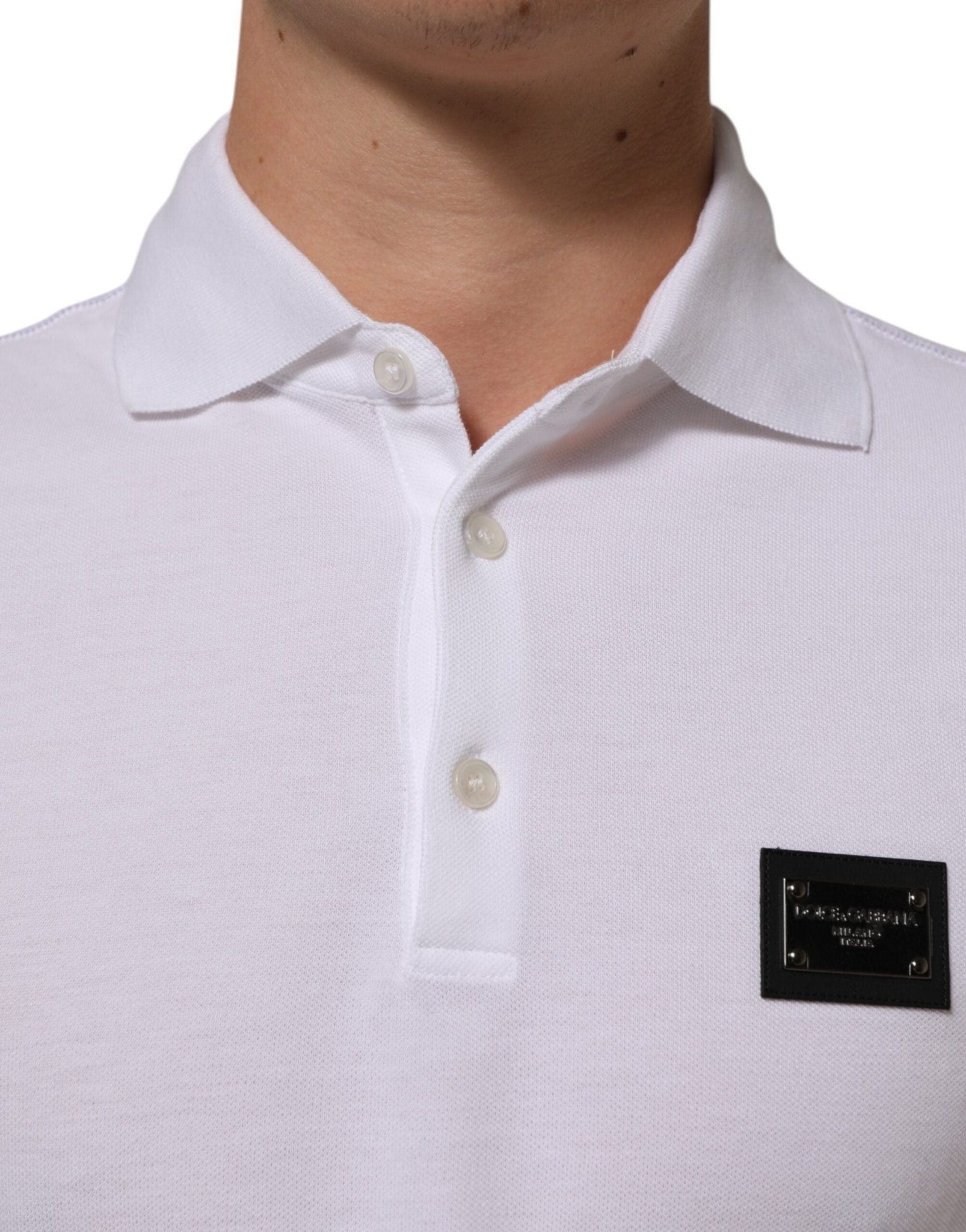 Dolce & Gabbana White Collared Short Sleeves Polo Men T-shirt – IT46 | S par Dolce & Gabbana | Disponible sur Sandy Store ByNet