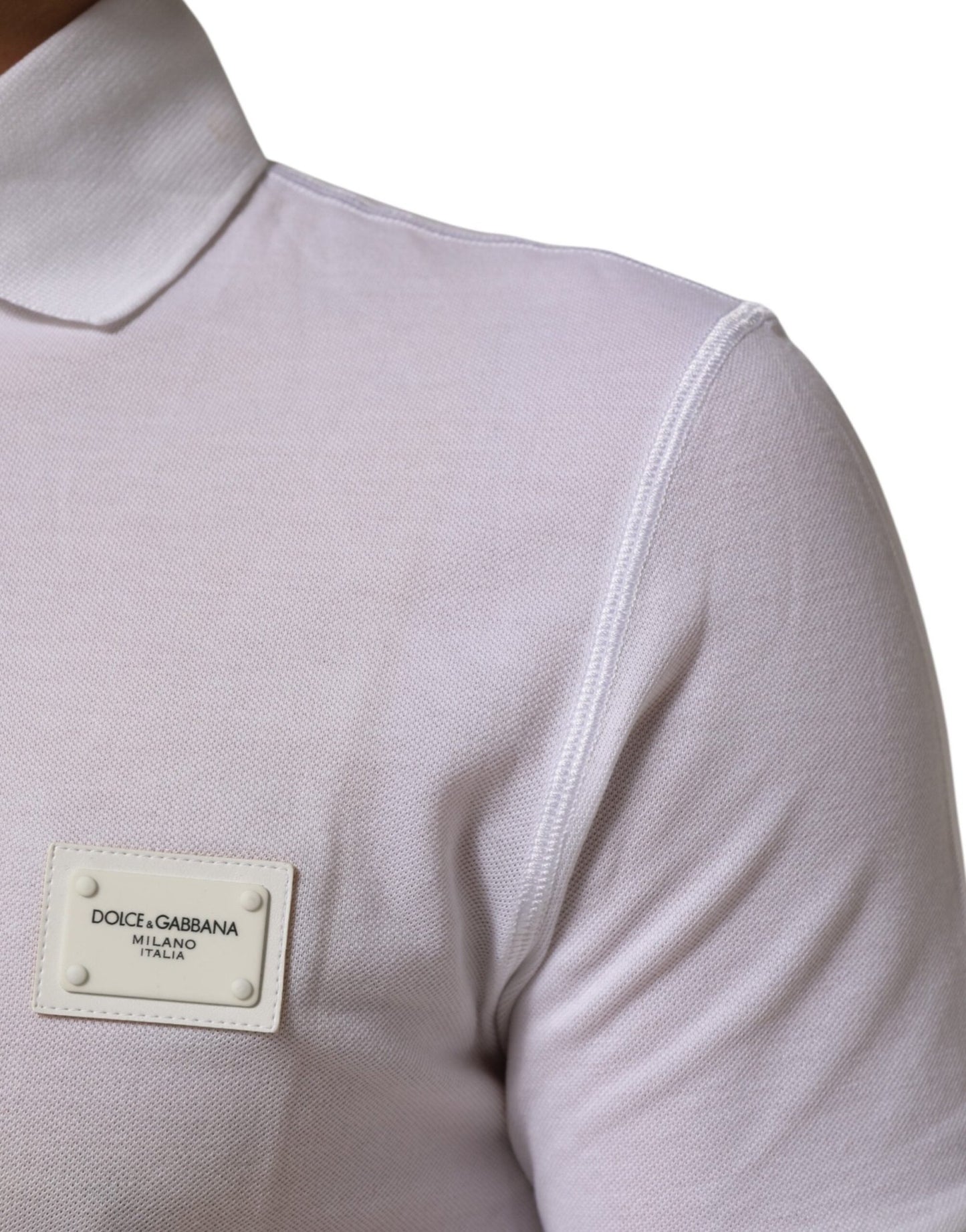 Dolce & Gabbana White Collared Short Sleeves Polo Men T-shirt – IT46 | S par Dolce & Gabbana | Disponible sur Sandy Store ByNet