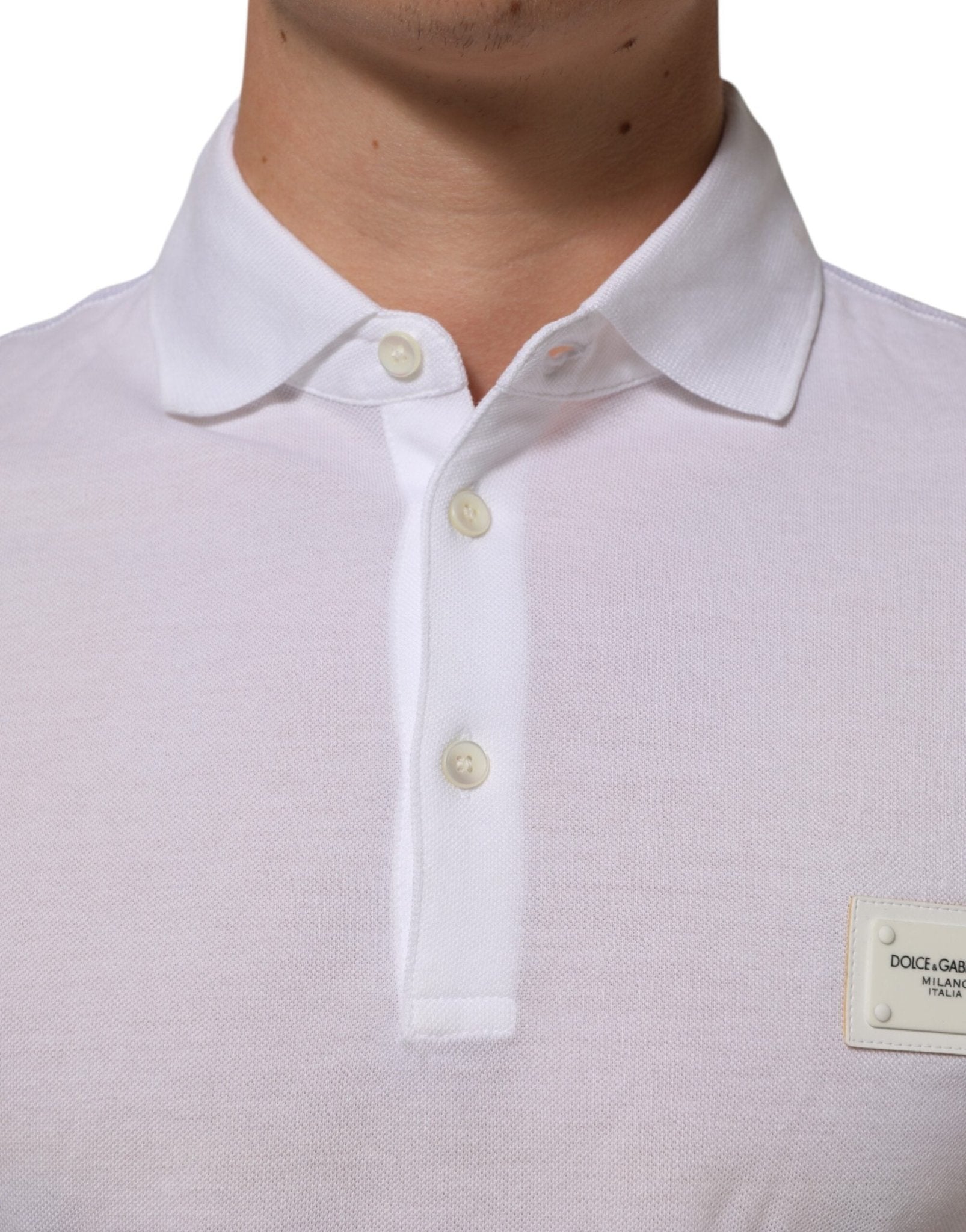 Dolce & Gabbana White Collared Short Sleeves Polo Men T-shirt – IT46 | S par Dolce & Gabbana | Disponible sur Sandy Store ByNet
