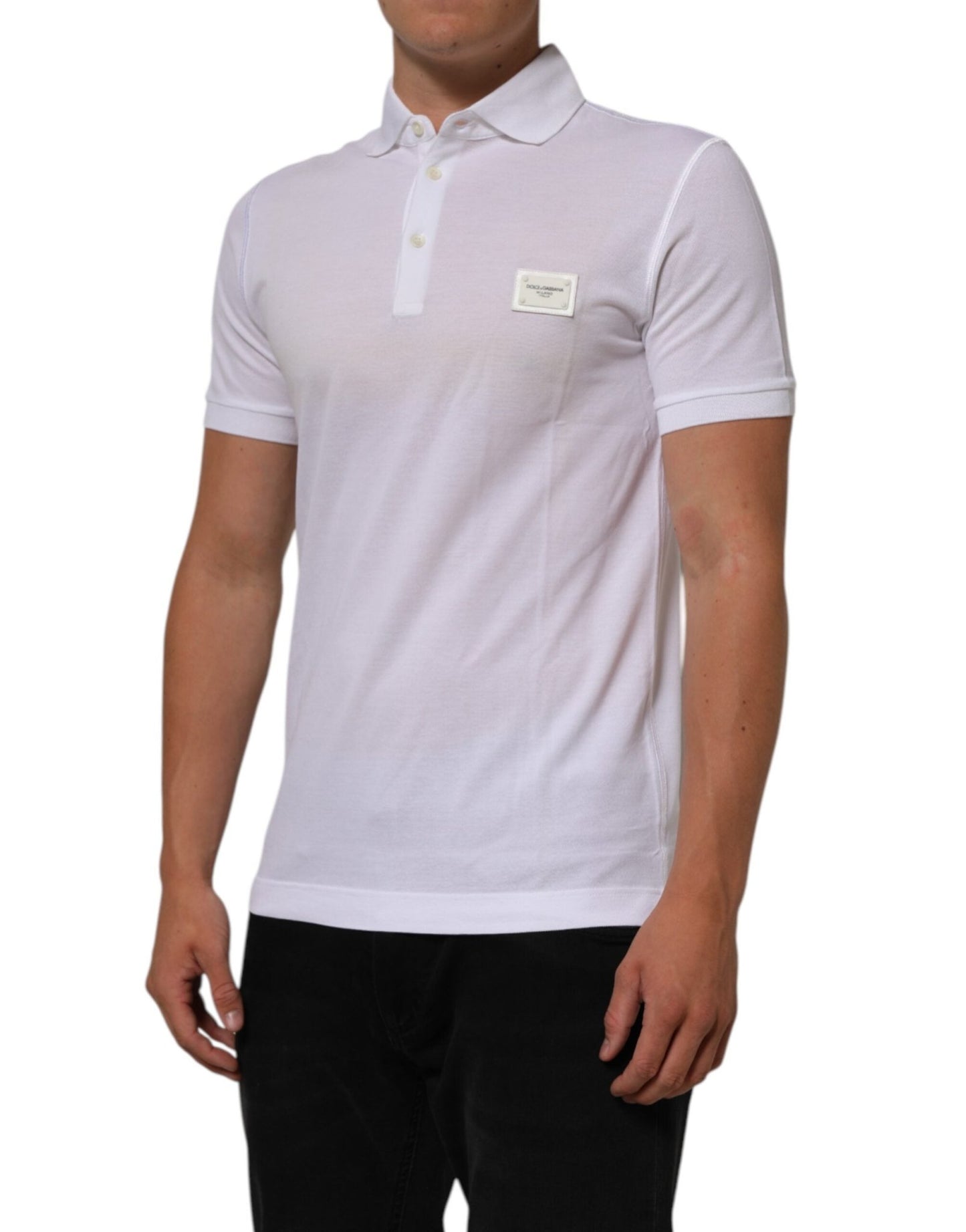 Dolce & Gabbana White Collared Short Sleeves Polo Men T-shirt – IT46 | S par Dolce & Gabbana | Disponible sur Sandy Store ByNet