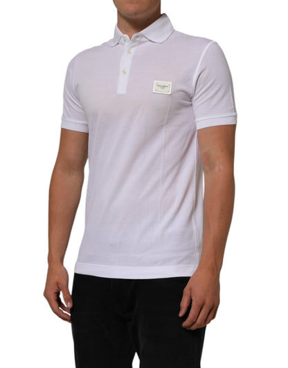Dolce & Gabbana White Collared Short Sleeves Polo Men T-shirt – IT46 | S par Dolce & Gabbana | Disponible sur Sandy Store ByNet
