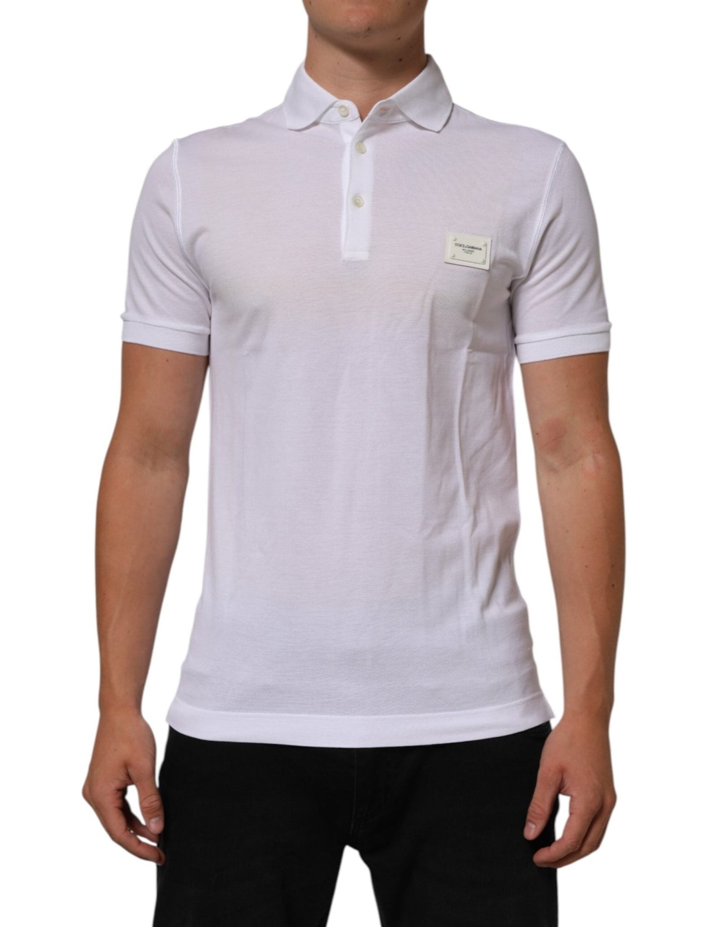 Dolce & Gabbana White Collared Short Sleeves Polo Men T-shirt – IT46 | S par Dolce & Gabbana | Disponible sur Sandy Store ByNet