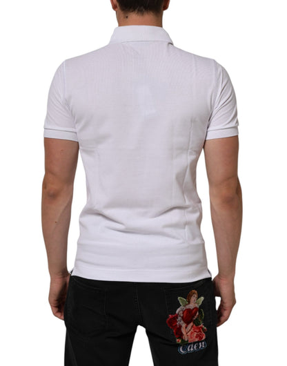 Dolce & Gabbana White Collared Short Sleeves Polo Men T-shirt – IT46 | S par Dolce & Gabbana | Disponible sur Sandy Store ByNet