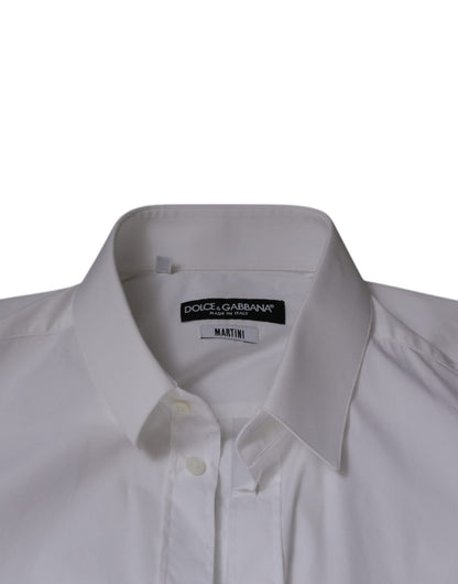 Dolce & Gabbana White Cotton Blend Men MARTINI Dress Shirt - Sandy Store ByNet