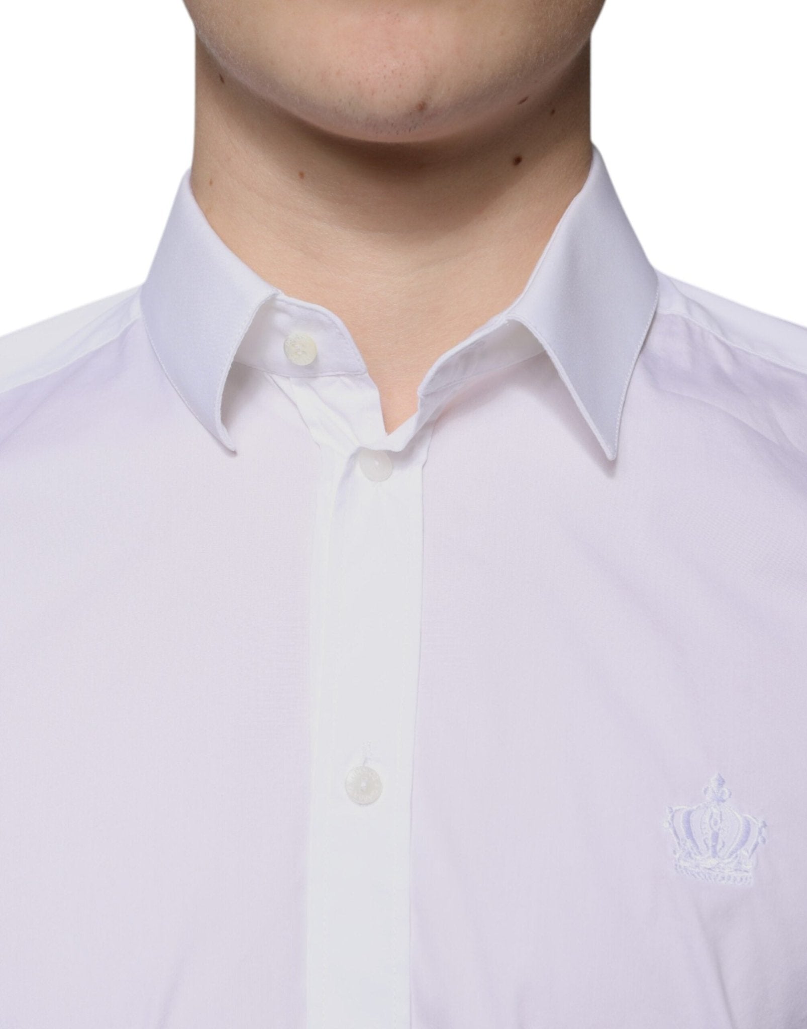 Dolce & Gabbana White Cotton Blend Men MARTINI Dress Shirt - Sandy Store ByNet