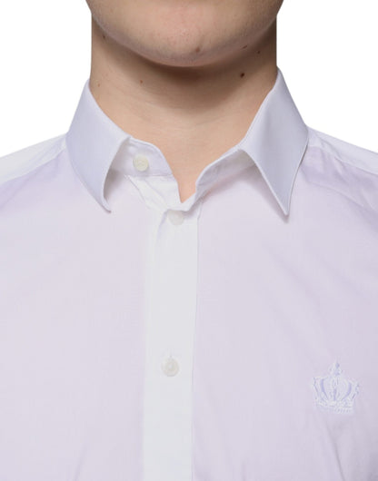 Dolce & Gabbana White Cotton Blend Men MARTINI Dress Shirt - Sandy Store ByNet