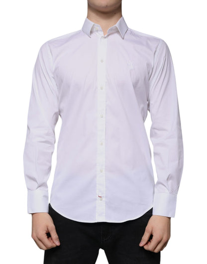 Dolce & Gabbana White Cotton Blend Men MARTINI Dress Shirt - Sandy Store ByNet
