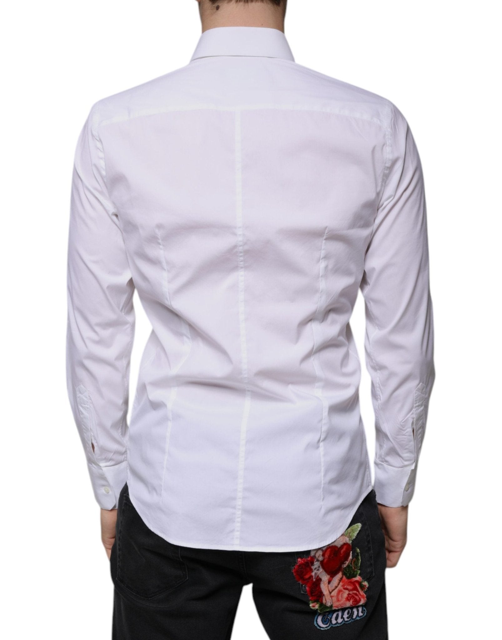 Dolce & Gabbana White Cotton Blend Men MARTINI Dress Shirt - Sandy Store ByNet