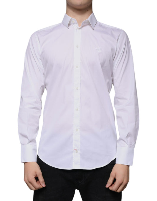 Dolce & Gabbana White Cotton Blend Men MARTINI Dress Shirt - Sandy Store ByNet