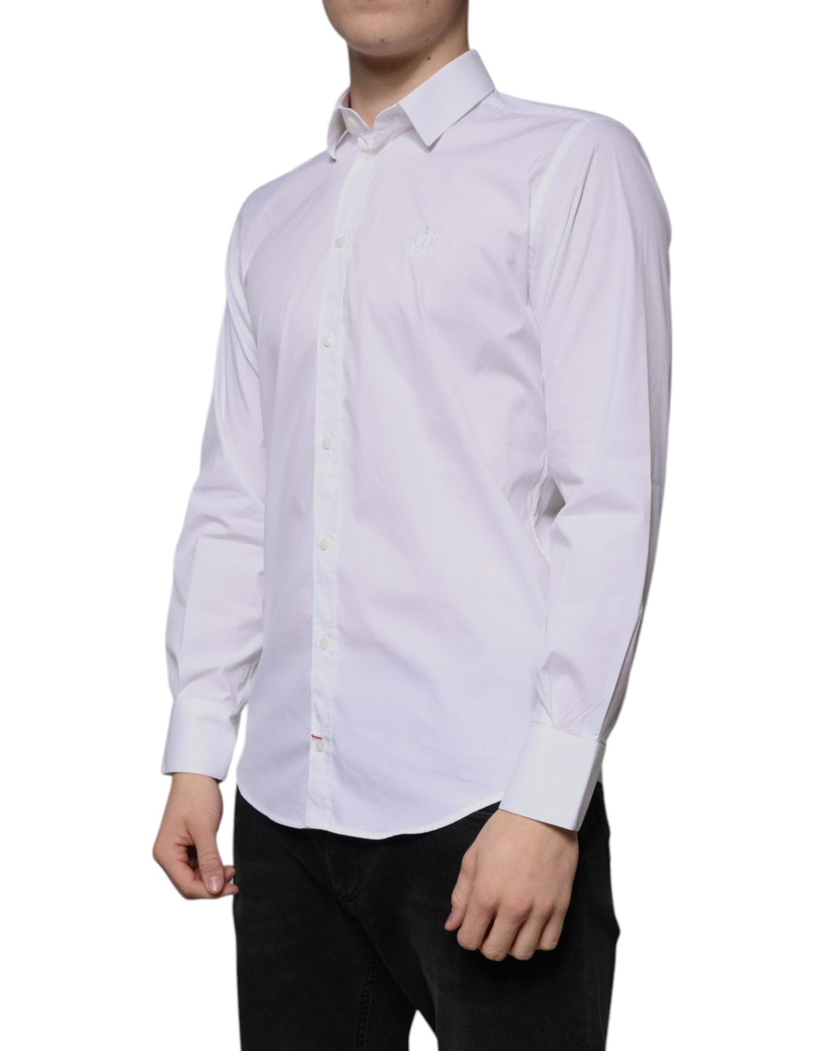 Dolce & Gabbana White Cotton Blend Men MARTINI Dress Shirt - Sandy Store ByNet