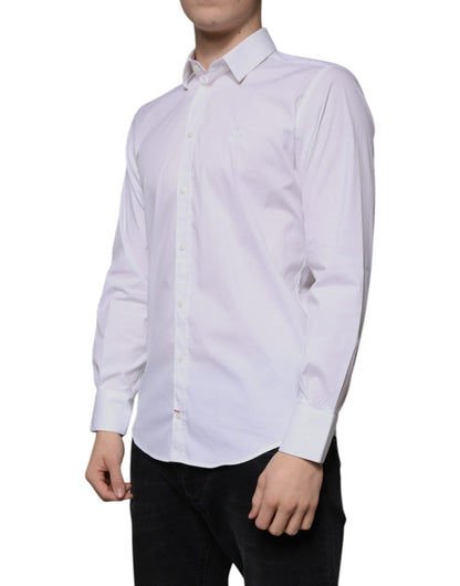 Dolce & Gabbana White Cotton Blend Men MARTINI Dress Shirt - Sandy Store ByNet