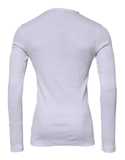 Dolce & Gabbana White Cotton Buttoned Men Pullover Sweater - Sandy Store ByNet