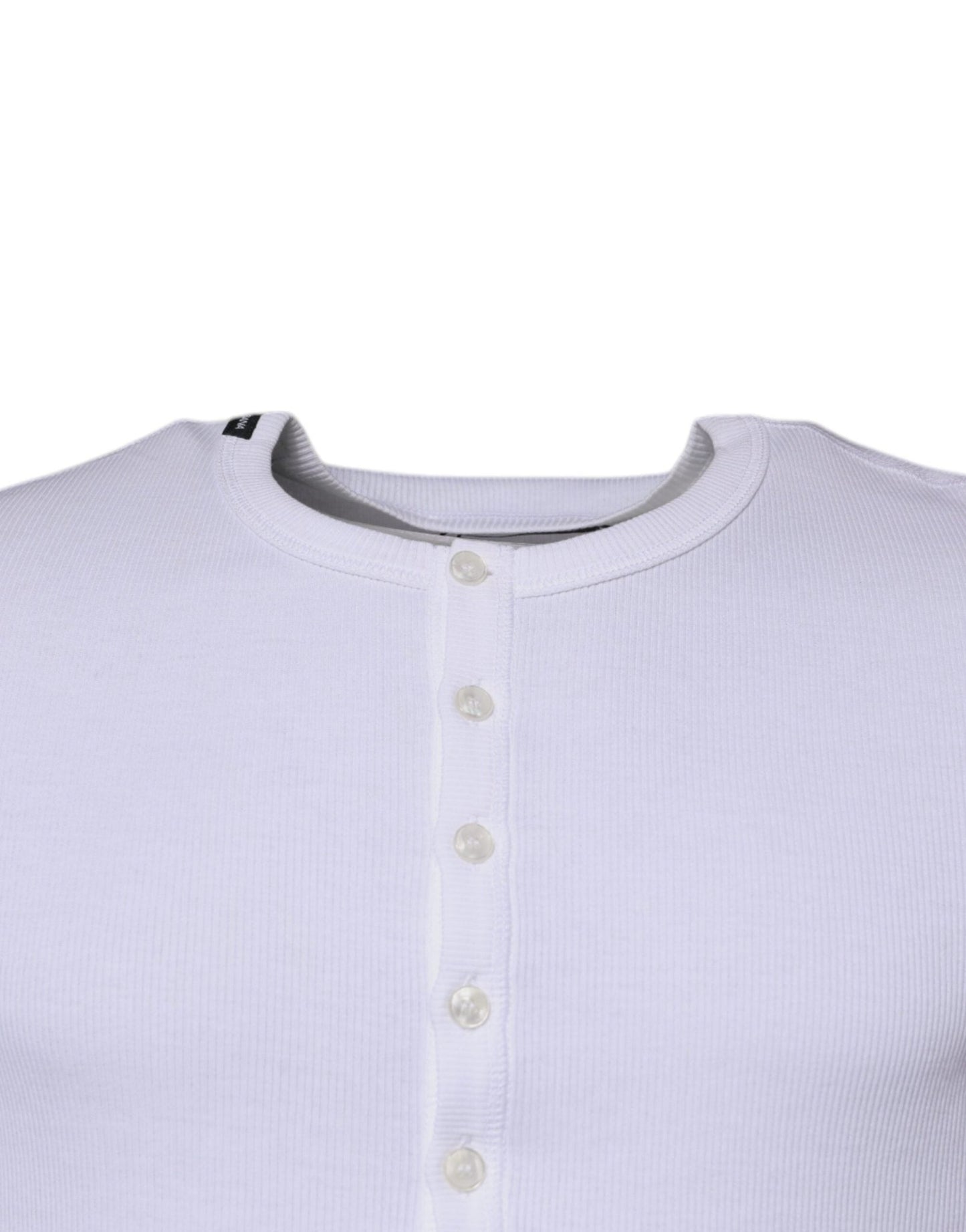 Dolce & Gabbana White Cotton Buttoned Men Pullover Sweater - Sandy Store ByNet