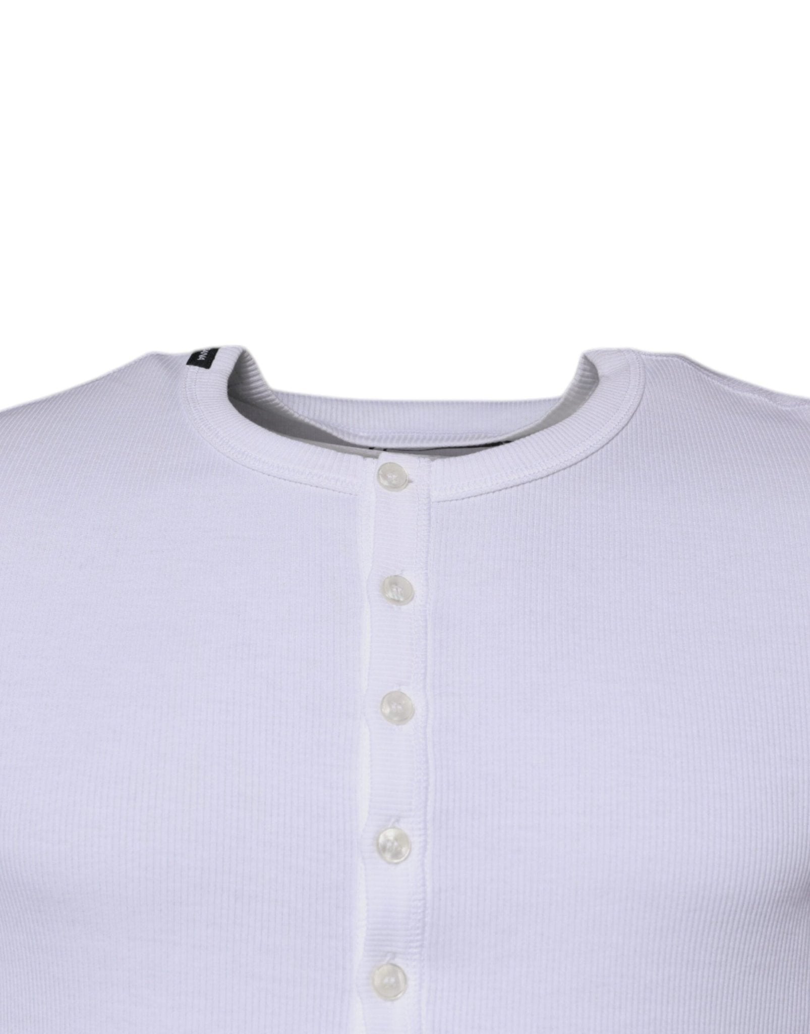 Dolce & Gabbana White Cotton Buttoned Men Pullover Sweater - Sandy Store ByNet