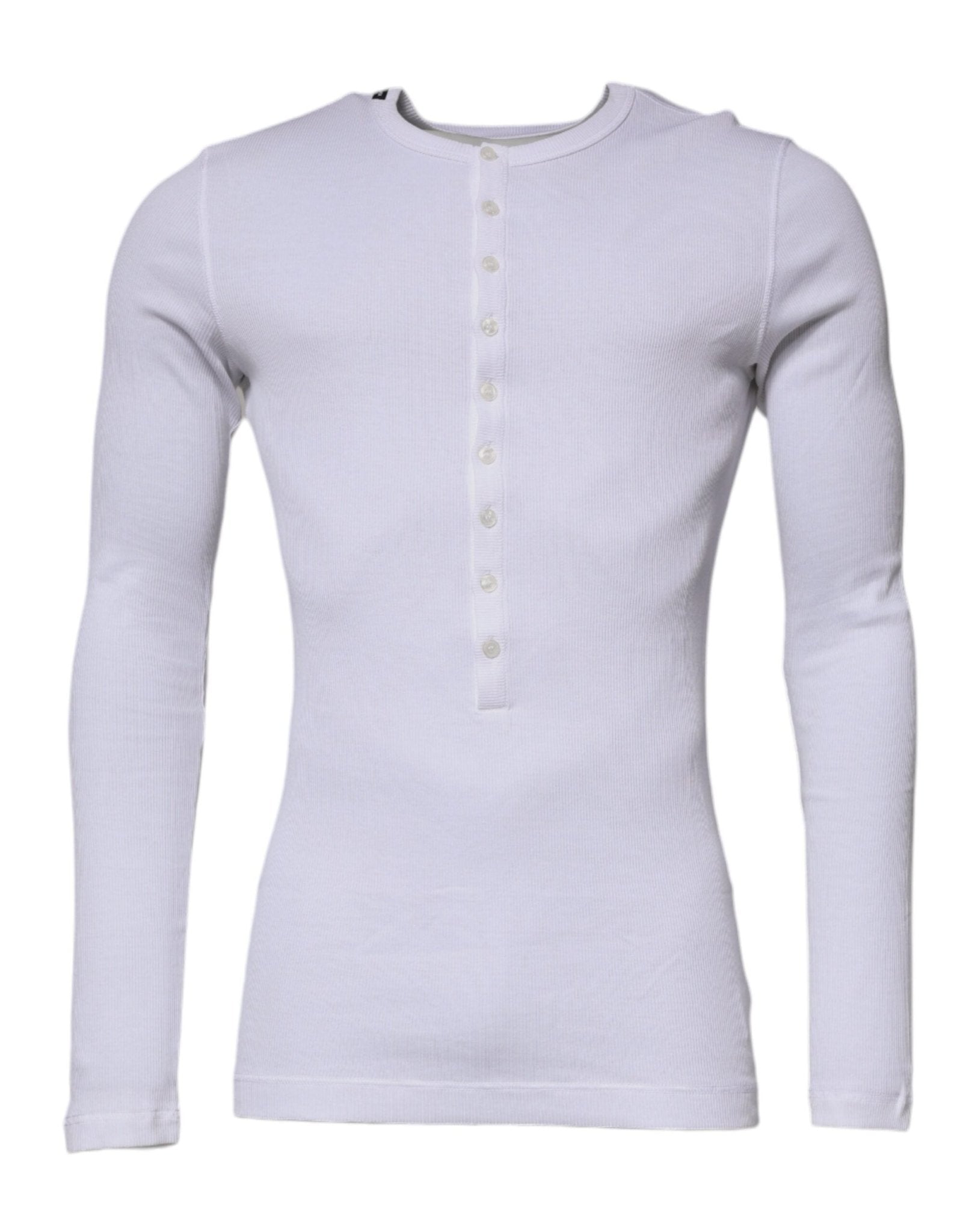Dolce & Gabbana White Cotton Buttoned Men Pullover Sweater - Sandy Store ByNet