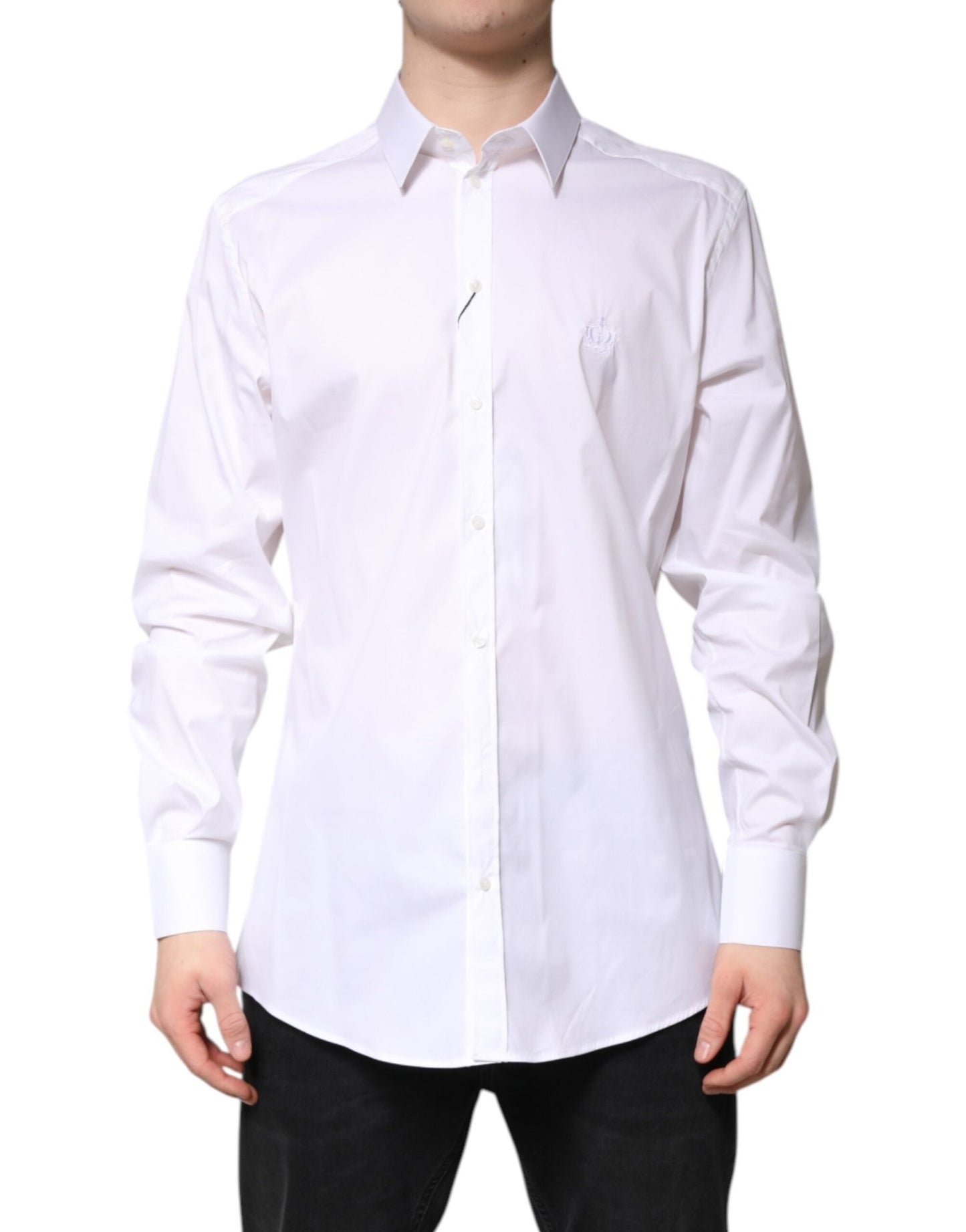 Dolce & Gabbana White Cotton Collared GOLD FormalDress Shirt – IT37 | XS par Dolce & Gabbana | Disponible sur Sandy Store ByNet