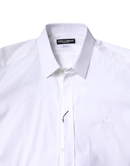 Dolce & Gabbana White Cotton Collared GOLD FormalDress Shirt – IT37 | XS par Dolce & Gabbana | Disponible sur Sandy Store ByNet