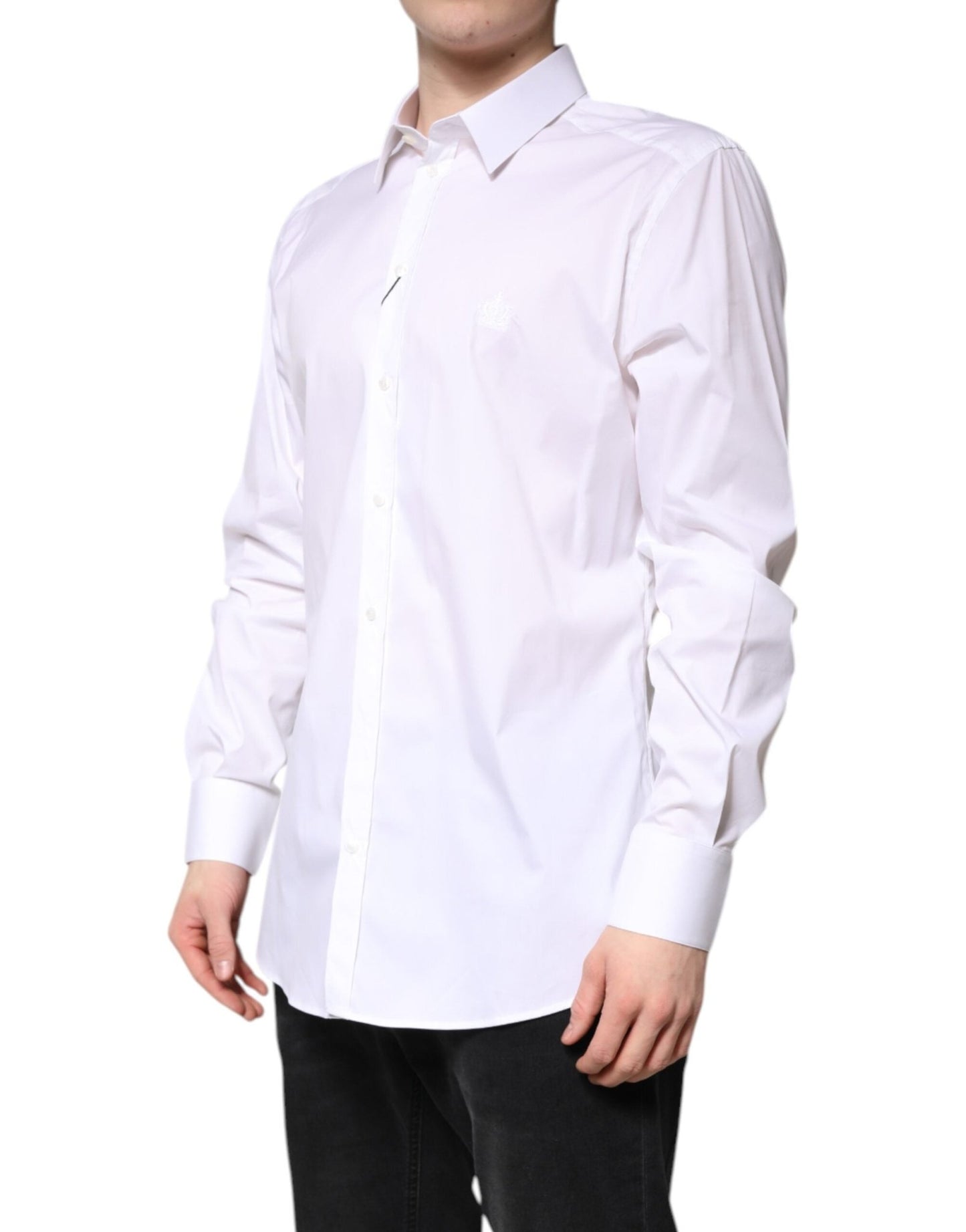Dolce & Gabbana White Cotton Collared GOLD FormalDress Shirt – IT37 | XS par Dolce & Gabbana | Disponible sur Sandy Store ByNet