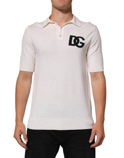 Dolce & Gabbana White Cotton Collared Short Sleeves T-shirt – IT48 | M par Dolce & Gabbana | Disponible sur Sandy Store ByNet