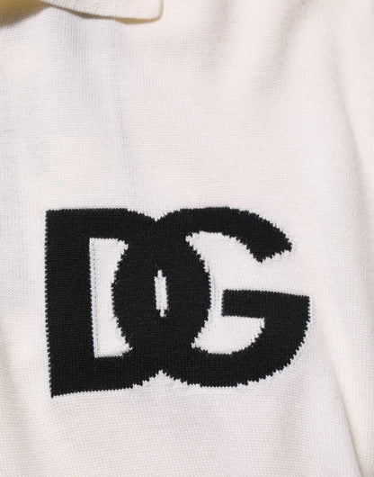 Dolce & Gabbana White Cotton Collared Short Sleeves T-shirt – IT48 | M par Dolce & Gabbana | Disponible sur Sandy Store ByNet