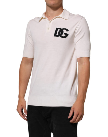 Dolce & Gabbana White Cotton Collared Short Sleeves T-shirt – IT48 | M par Dolce & Gabbana | Disponible sur Sandy Store ByNet