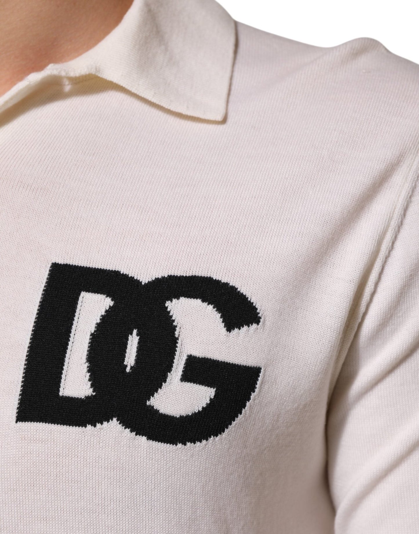Dolce & Gabbana White Cotton Collared Short Sleeves T-shirt – IT48 | M par Dolce & Gabbana | Disponible sur Sandy Store ByNet