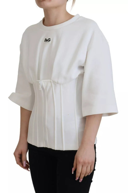 Dolce & Gabbana White Cotton Corset Stretch Top T-shirt – IT40|S par Dolce & Gabbana | Disponible sur Sandy Store ByNet
