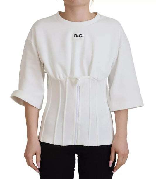 Dolce & Gabbana White Cotton Corset Stretch Top T-shirt – IT40|S par Dolce & Gabbana | Disponible sur Sandy Store ByNet