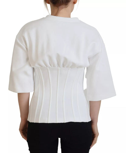 Dolce & Gabbana White Cotton Corset Stretch Top T-shirt – IT40|S par Dolce & Gabbana | Disponible sur Sandy Store ByNet