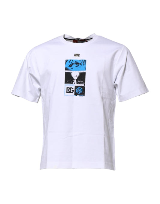 Dolce & Gabbana White Cotton Crew Neck Graphic Print T-shirt – IT46 | S par Dolce & Gabbana | Disponible sur Sandy Store ByNet