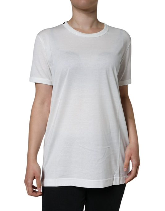 Dolce & Gabbana White Cotton Crew Neck Short Sleeve T-shirt – IT44 | L par Dolce & Gabbana | Disponible sur Sandy Store ByNet
