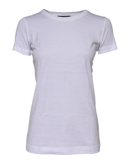 Dolce & Gabbana White Cotton Crew Neck Short Sleeves T-shirt – IT36|XXS par Dolce & Gabbana | Disponible sur Sandy Store ByNet