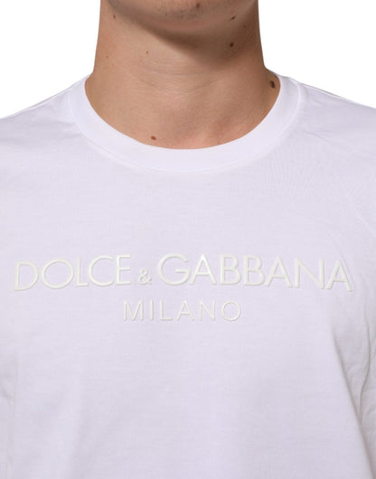 Dolce & Gabbana White Cotton Crew Neck Short Sleeves T-shirt – IT54 | XL par Dolce & Gabbana | Disponible sur Sandy Store ByNet