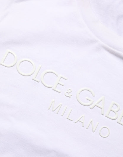 Dolce & Gabbana White Cotton Crew Neck Short Sleeves T-shirt – IT54 | XL par Dolce & Gabbana | Disponible sur Sandy Store ByNet