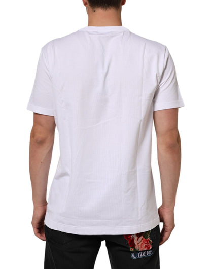 Dolce & Gabbana White Cotton Crew Neck Short Sleeves T-shirt – IT54 | XL par Dolce & Gabbana | Disponible sur Sandy Store ByNet