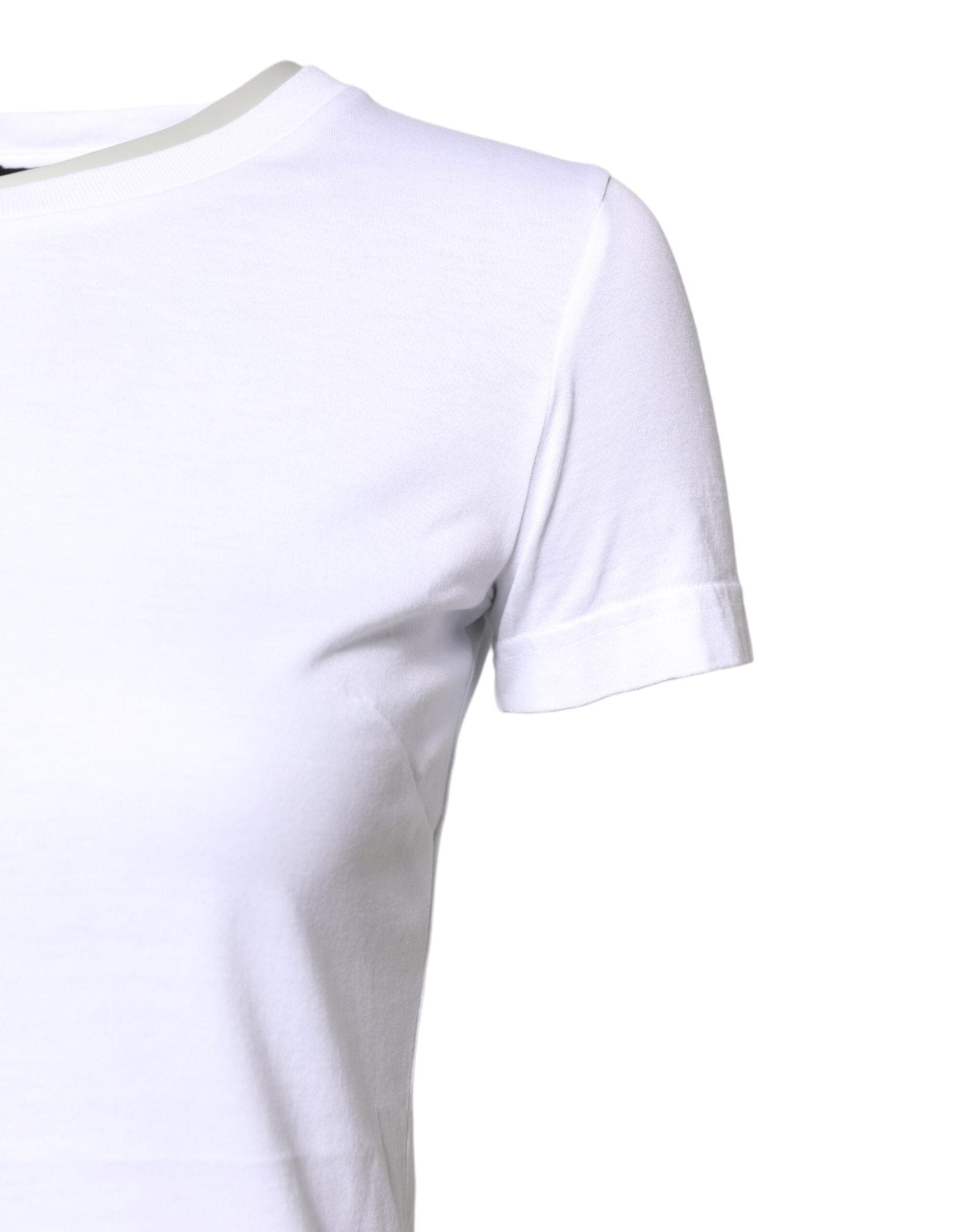 Dolce & Gabbana White Cotton Crew Neck Short Sleeves T-shirt - Sandy Store ByNet