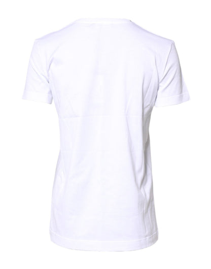 Dolce & Gabbana White Cotton Crew Neck Short Sleeves T-shirt - Sandy Store ByNet