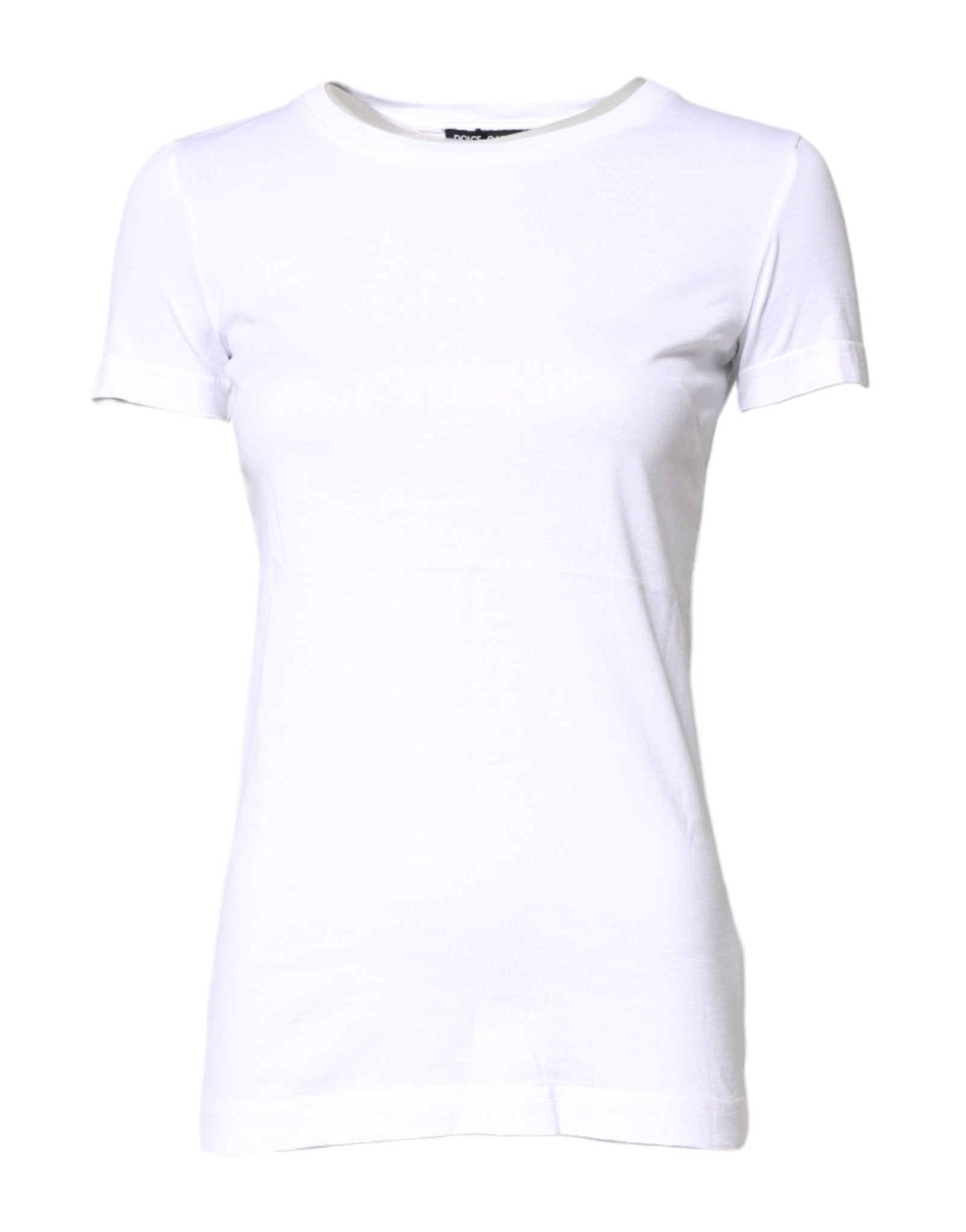 Dolce & Gabbana White Cotton Crew Neck Short Sleeves T-shirt - Sandy Store ByNet