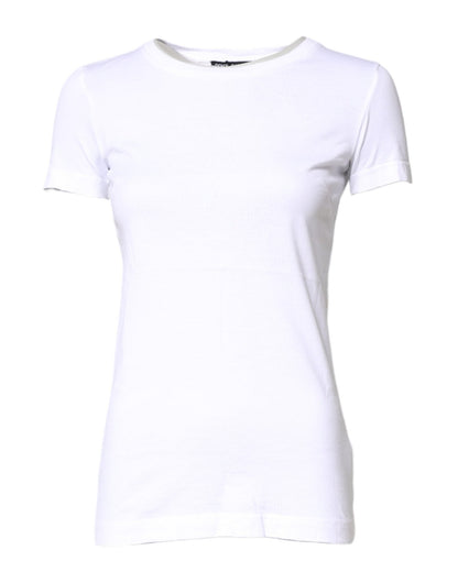Dolce & Gabbana White Cotton Crew Neck Short Sleeves T-shirt - Sandy Store ByNet