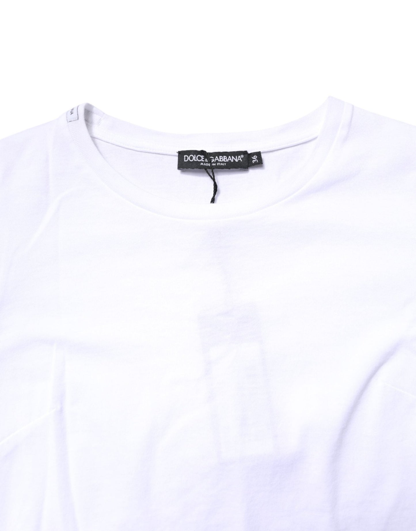 Dolce & Gabbana White Cotton Crew Neck Short Sleeves T-shirt - Sandy Store ByNet