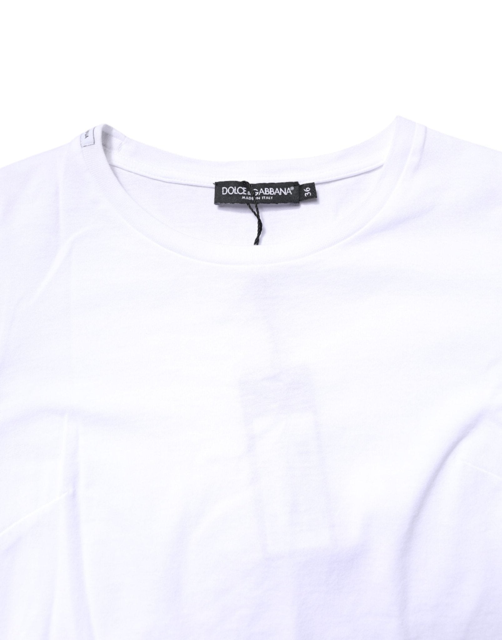 Dolce & Gabbana White Cotton Crew Neck Short Sleeves T-shirt - Sandy Store ByNet