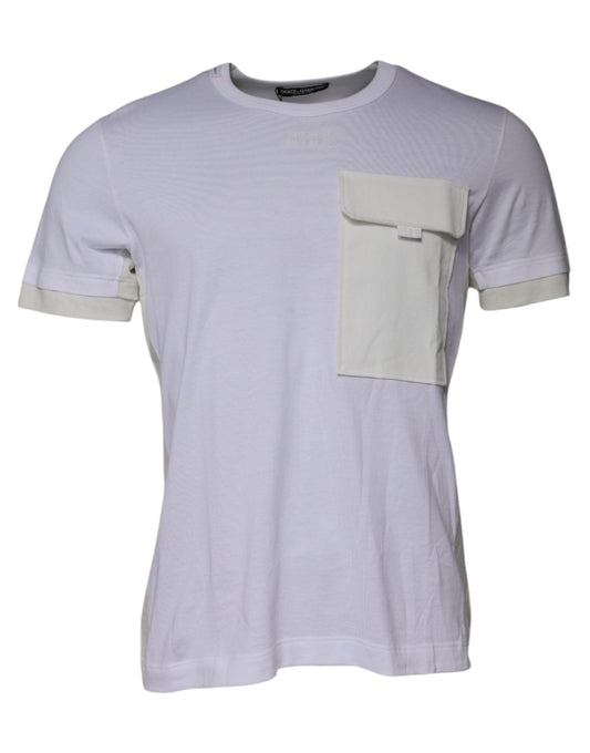 Dolce & Gabbana White Cotton Crew Neck Short Sleeves T-shirt – IT48 | M par Dolce & Gabbana | Disponible sur Sandy Store ByNet