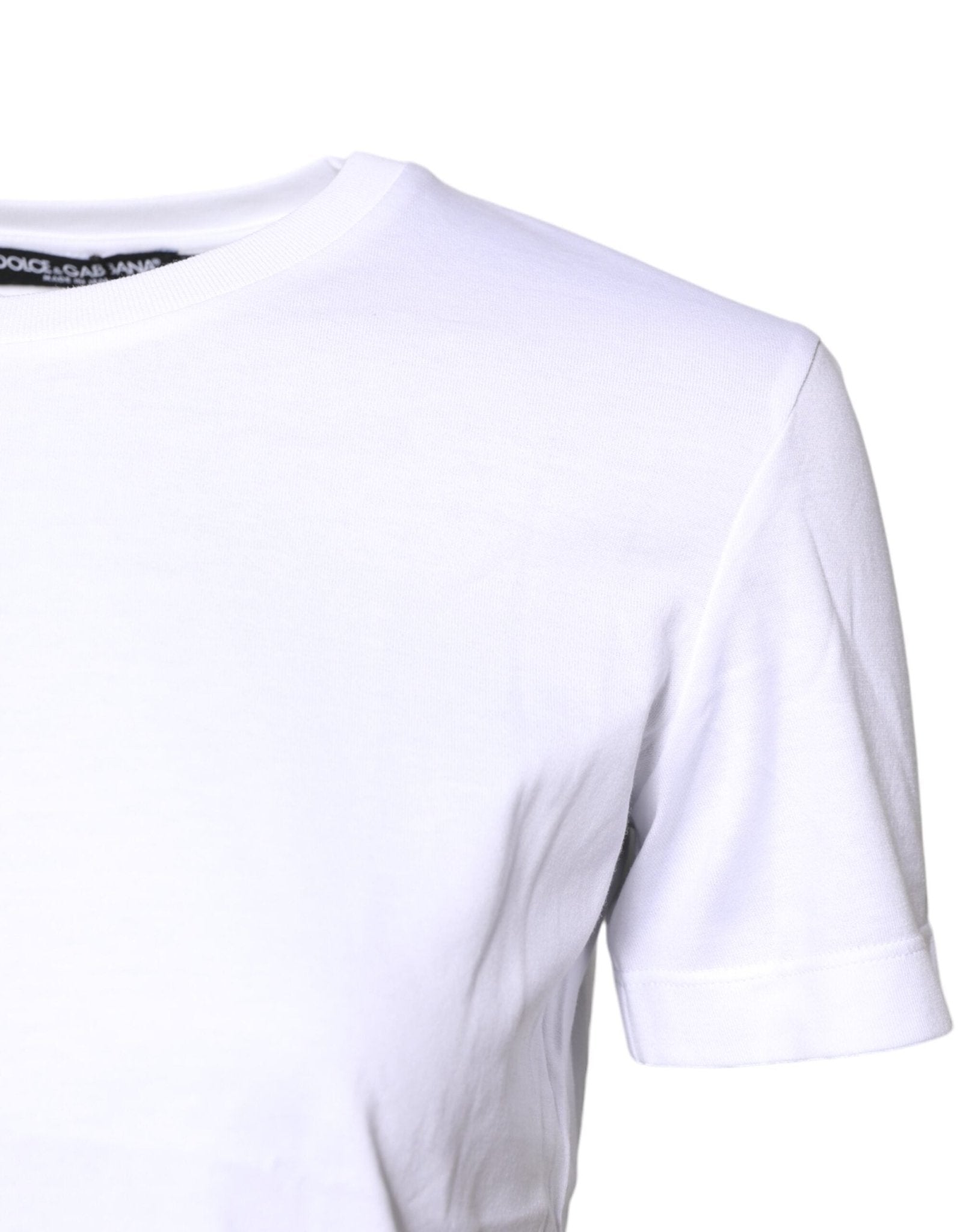 Dolce & Gabbana White Cotton Crew Neck Short Sleeves T-shirt - Sandy Store ByNet