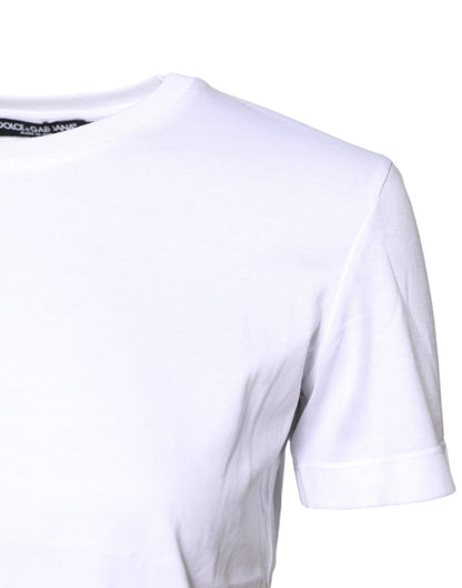 Dolce & Gabbana White Cotton Crew Neck Short Sleeves T-shirt - Sandy Store ByNet