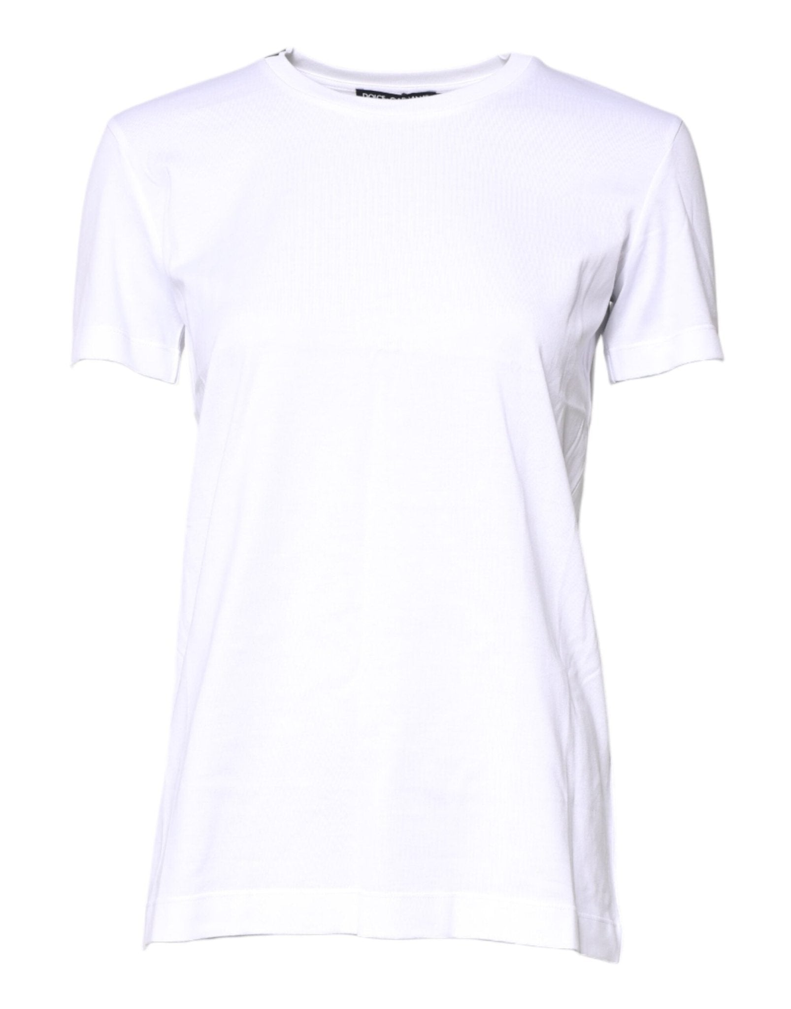 Dolce & Gabbana White Cotton Crew Neck Short Sleeves T-shirt - Sandy Store ByNet