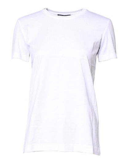 Dolce & Gabbana White Cotton Crew Neck Short Sleeves T-shirt - Sandy Store ByNet